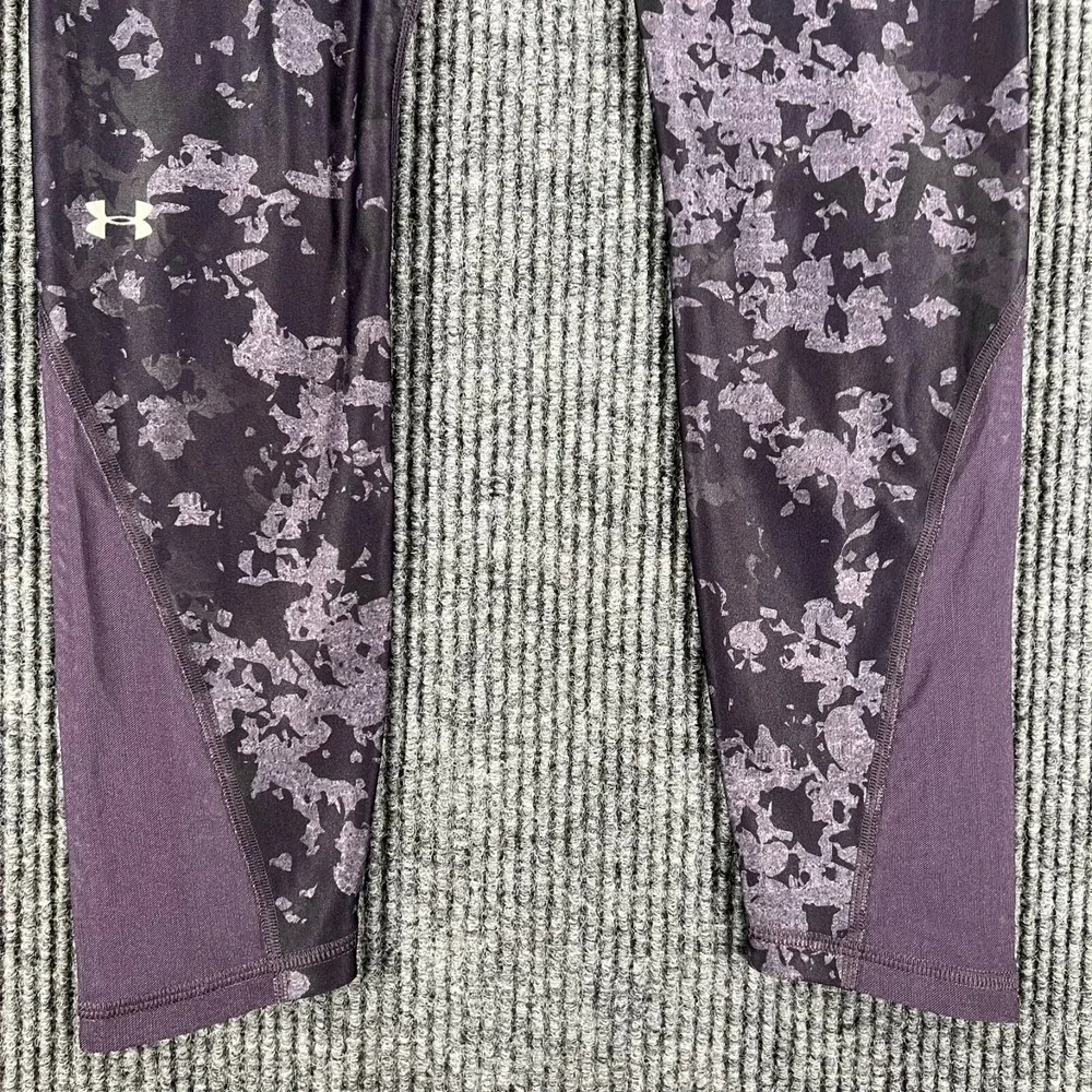Under Armour Leggings Womens Medium Purple Compression Heat Gear Active Workout